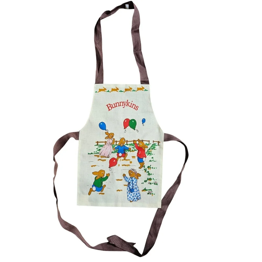Vintage Royal Doulton Bunnykins Child Apron PVC Coated Cotton Made in UK Kidcore